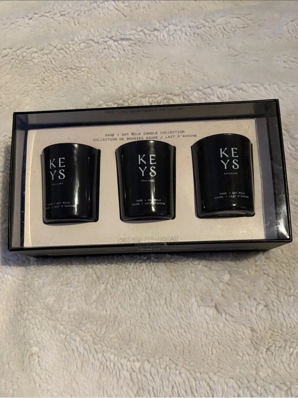 Keys Soulcare Sage & Oat Milk Black Votive Candle Trio